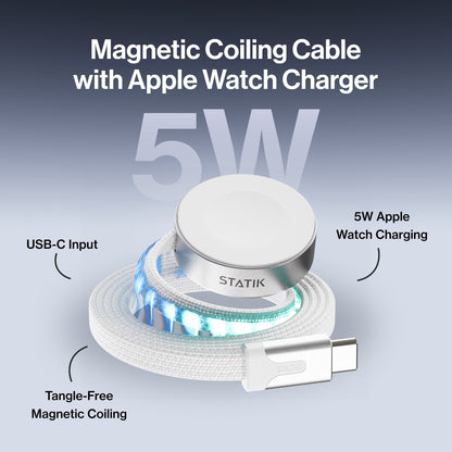 MagStack® Slim For Apple Watch | USB-C Apple Watch Cable | Tangle-Free Magnetic Nylon | 3ft