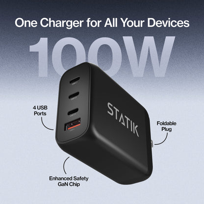 100W GaN Charger Global | Includes 3 International Plug Adapters (EU, UK, AU)