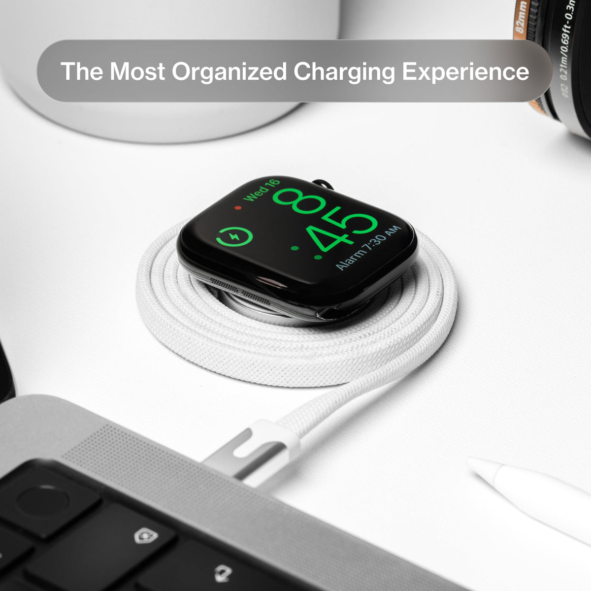 MagStack® Slim For Apple Watch | USB-C Apple Watch Cable | Tangle-Free Magnetic Nylon | 3ft