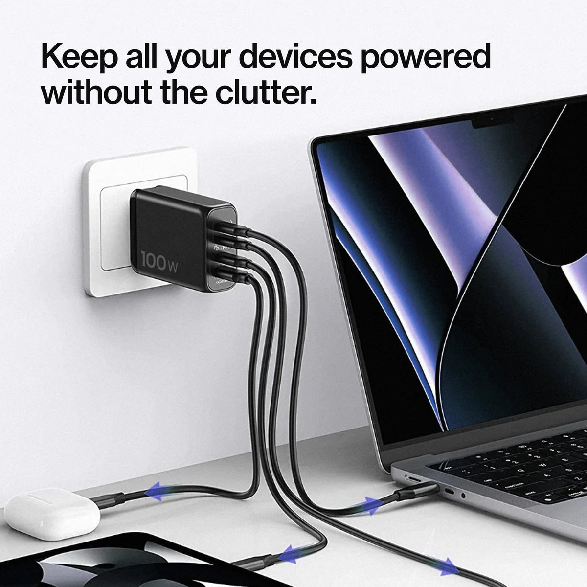 100W GaN Charger Global | Includes 3 International Plug Adapters (EU, UK, AU)