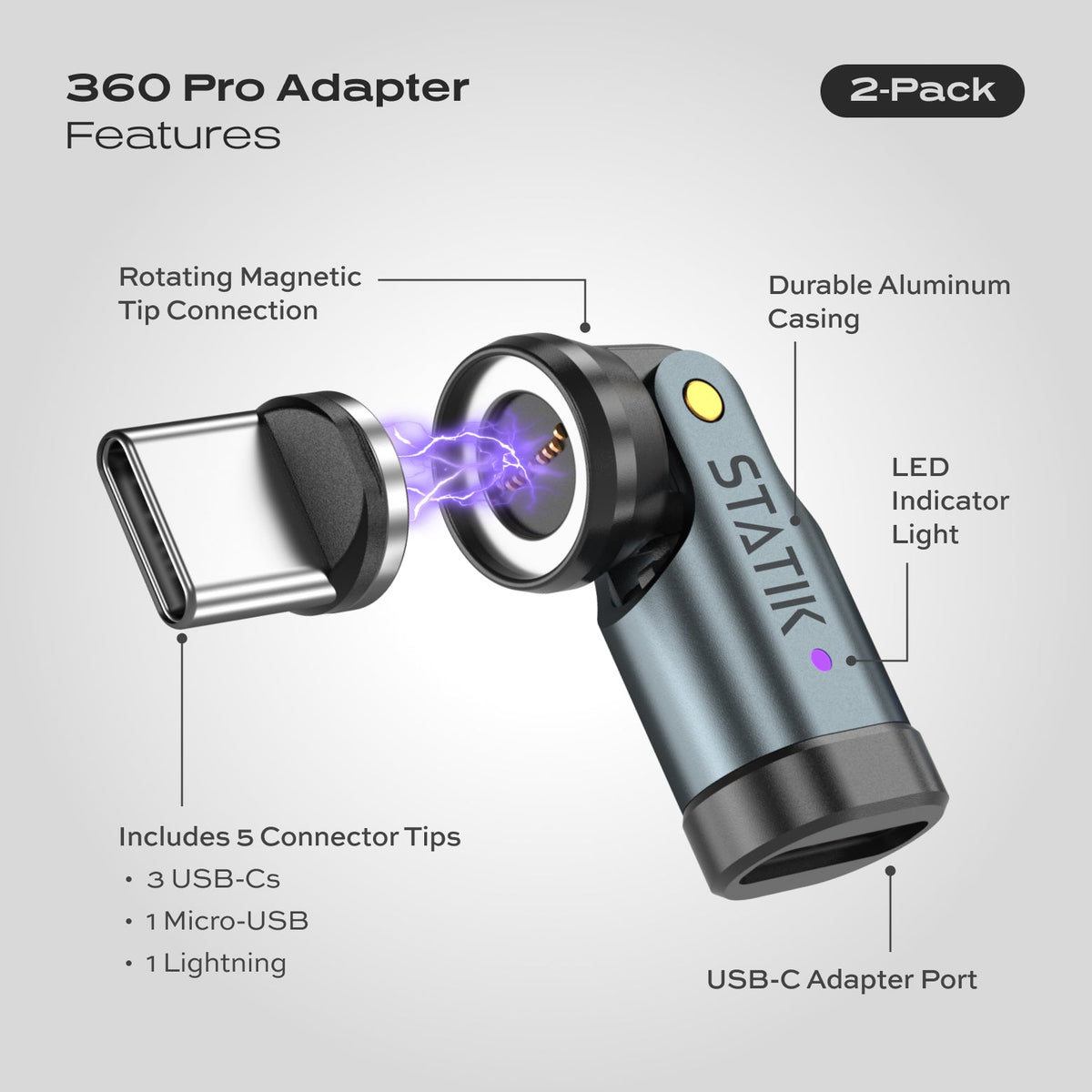 Statikco 360 Pro Adapter | Universal | 2 Adapters + 3 Extra Tips
