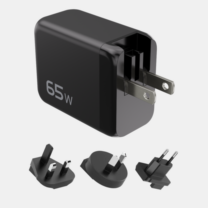 65W GaN Charger Global | Includes 3 International Plug Adapters (EU, UK, AU)