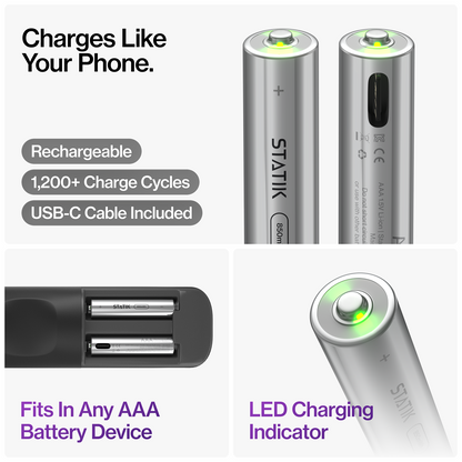 Rechargeable AAA Batteries 4-Pack