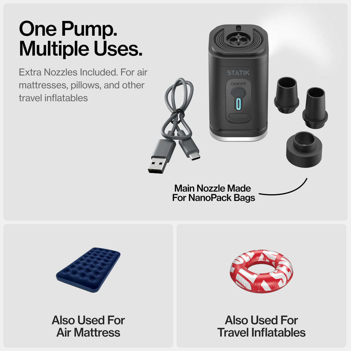 NanoPack™ Travel Kit | 15L Vacuum Compression Bag & Rechargeable Pump B