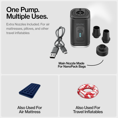 NanoPack™ Travel Kit | 15L Vacuum Compression Bag & Rechargeable Pump B